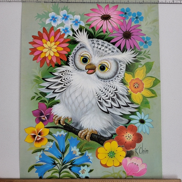 Vtg 1973 The Wise Owls Color Prints By K Chin - First Edition - Picture 7 of 16